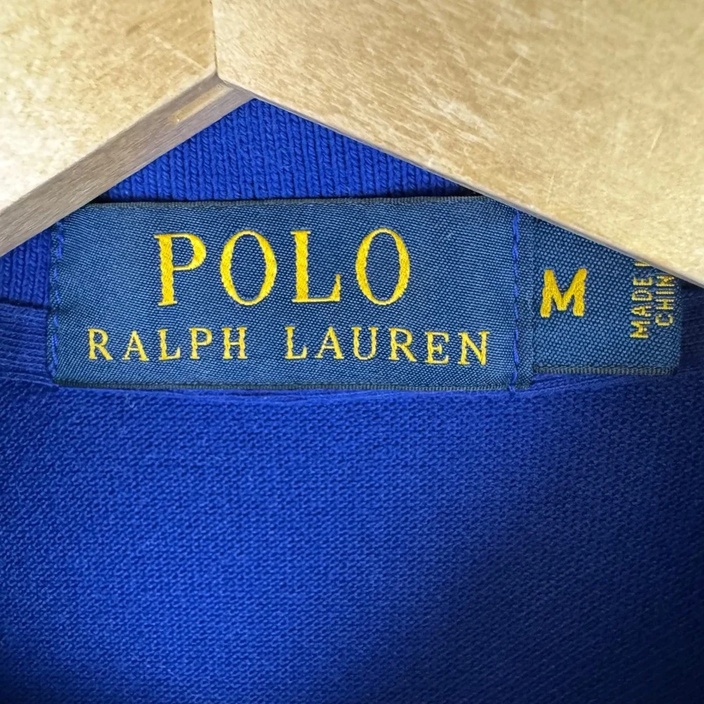 Polo Ralph Lauren Mesh Short Sleeve Polo Shirt Mens M Blue Lime Green Polo Pony - Picture 3 of 6
